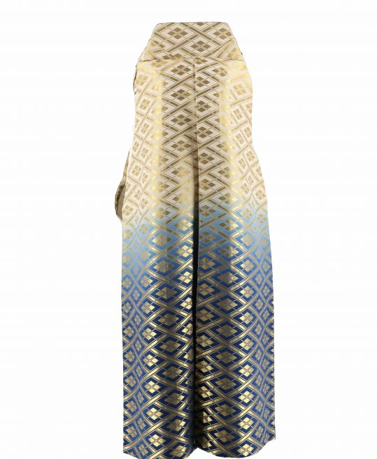 男性用袴単品レンタル(成人式・結婚式・卒業式)白から青ぼかし金の菱文様[身長180cm]No.148